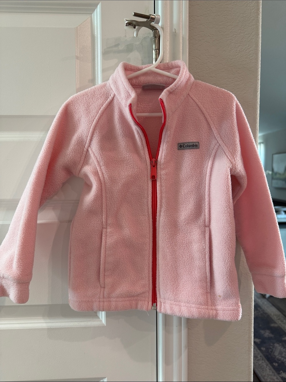 Girls Pink Columbia Pink Fleece Jacket with Hot Pink Contrast Zip- Size 4T